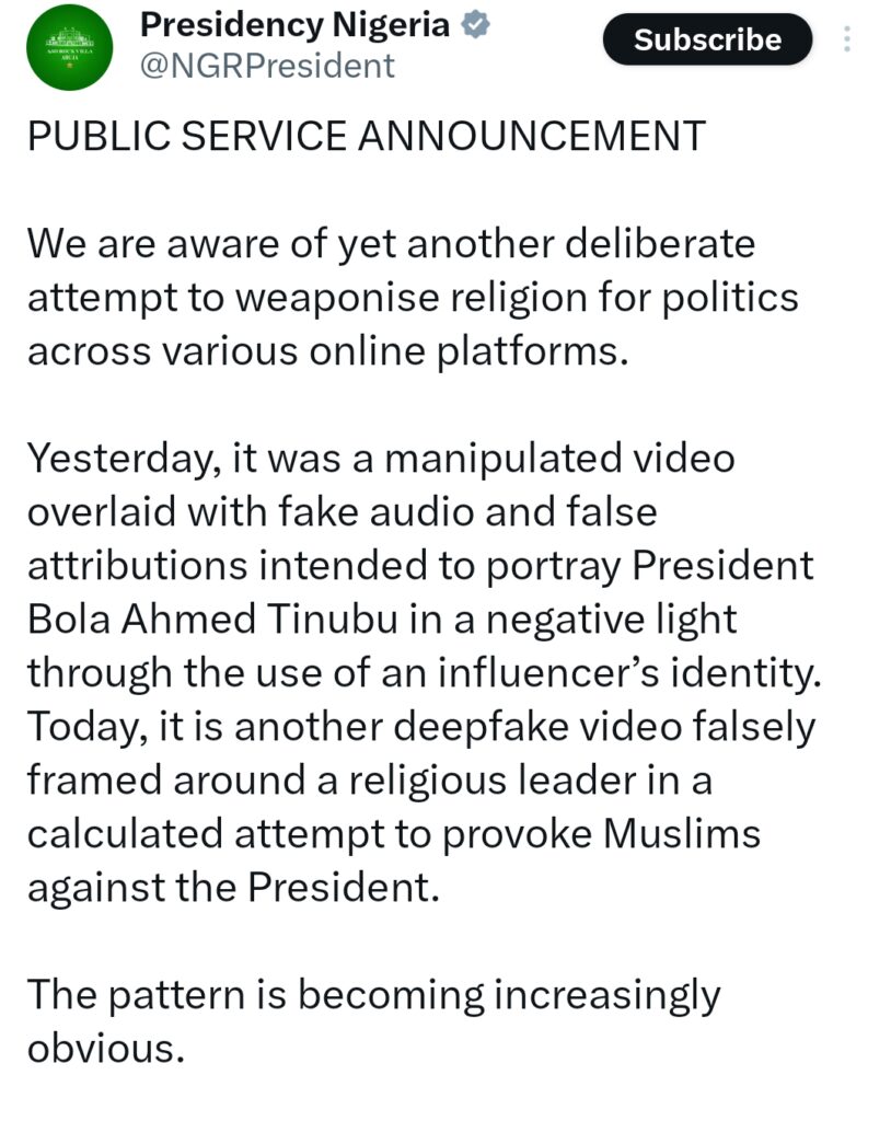 Presidency speaks on Tinubu converting to Christianity 1 1444297