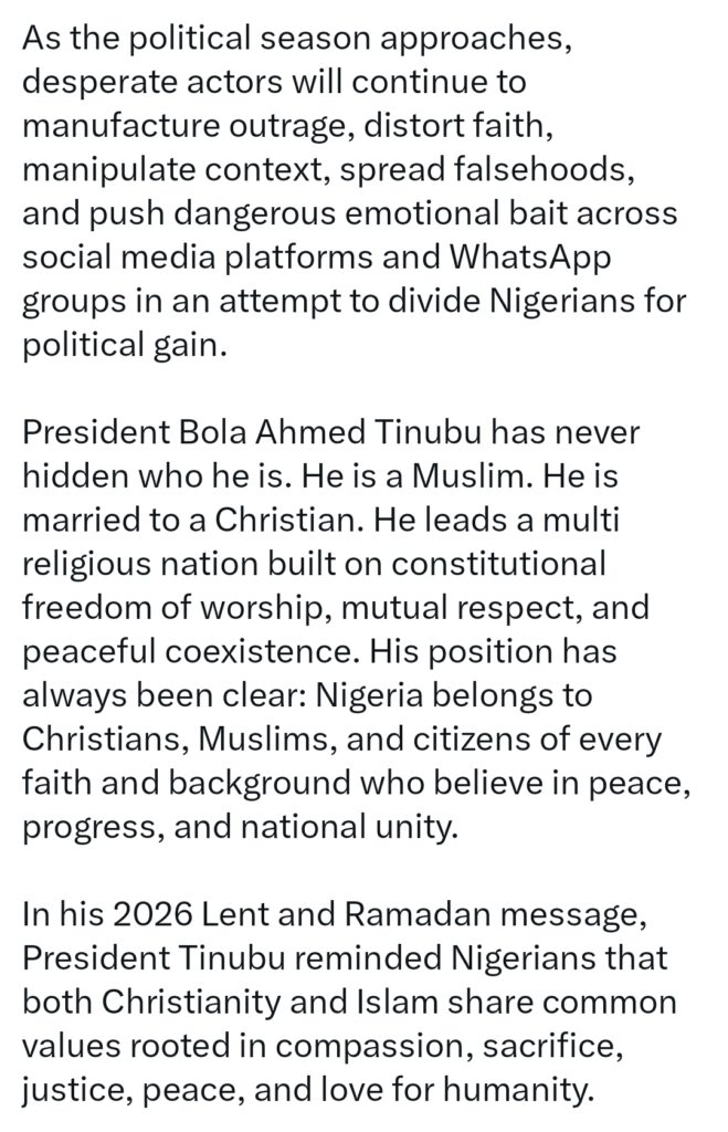 Presidency speaks on Tinubu converting to Christianity 2 1444302